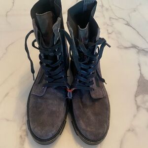 Gray suede Lace-Up Boots